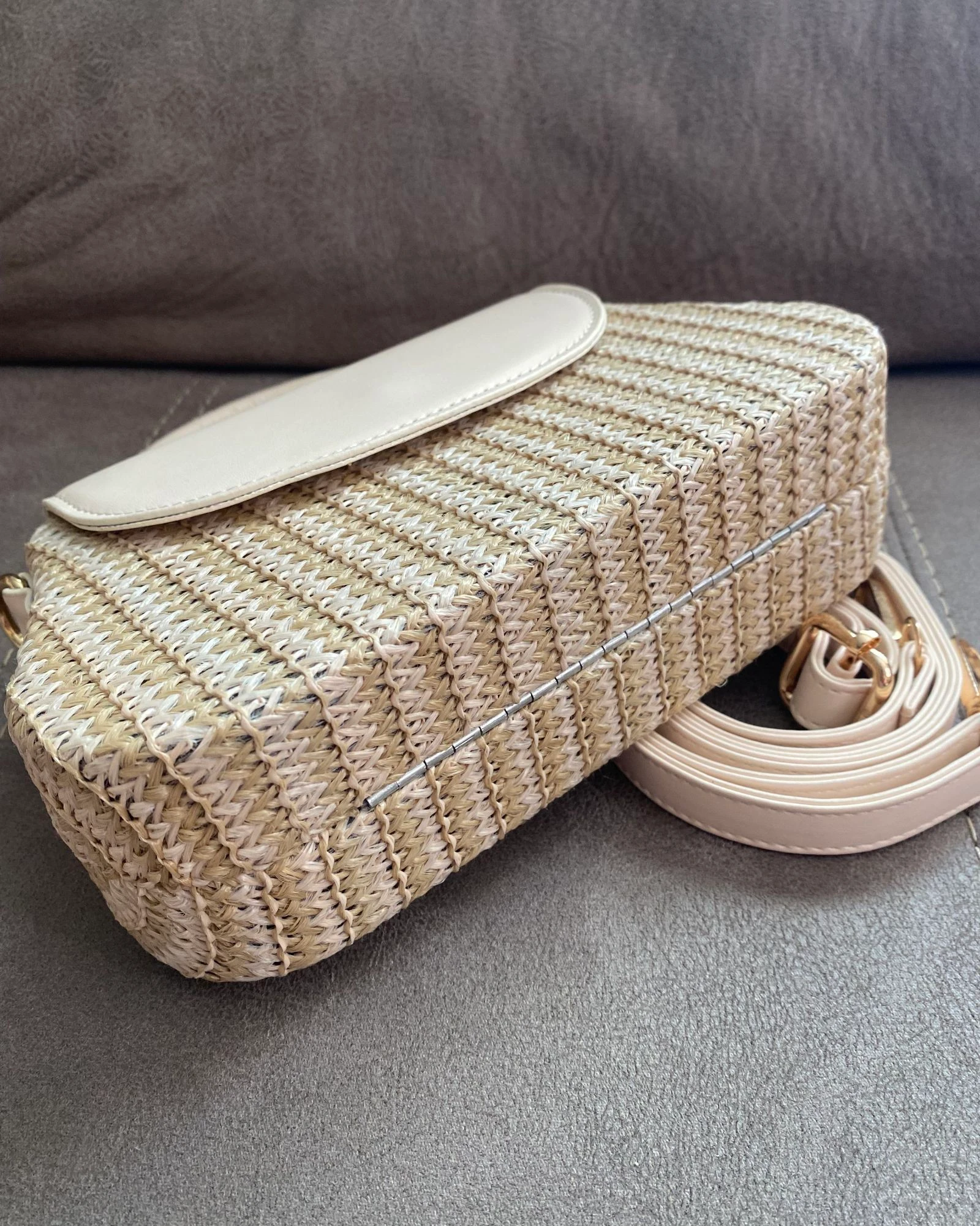 Beige koffers tas van rotan en kunstleer – photo 4